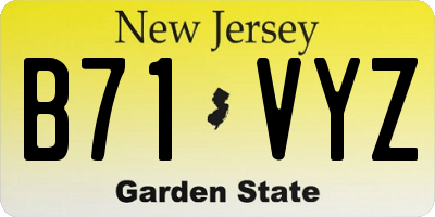 NJ license plate B71VYZ