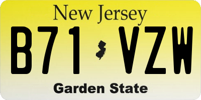 NJ license plate B71VZW