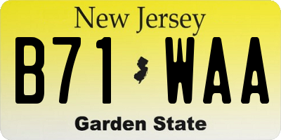 NJ license plate B71WAA