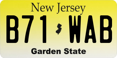NJ license plate B71WAB