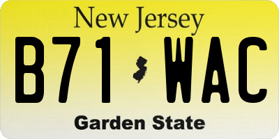 NJ license plate B71WAC