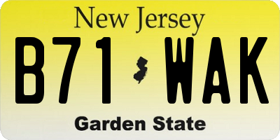 NJ license plate B71WAK