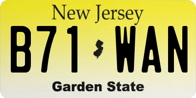 NJ license plate B71WAN