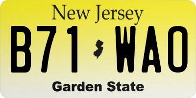 NJ license plate B71WAO