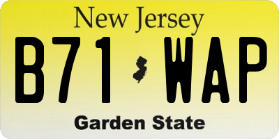 NJ license plate B71WAP
