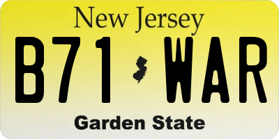 NJ license plate B71WAR