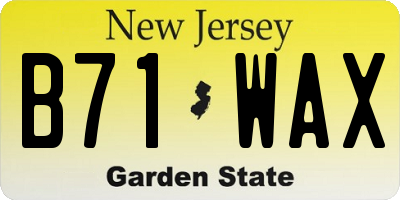 NJ license plate B71WAX