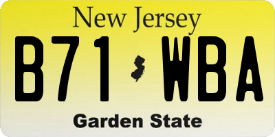 NJ license plate B71WBA