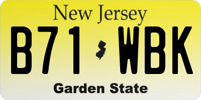 NJ license plate B71WBK