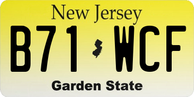 NJ license plate B71WCF