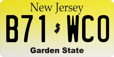 NJ license plate B71WCO