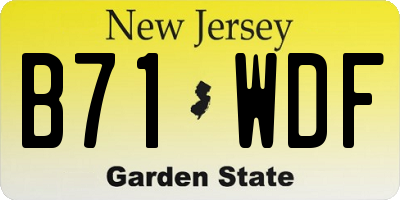 NJ license plate B71WDF