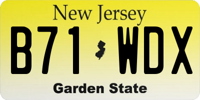 NJ license plate B71WDX