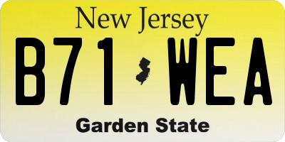 NJ license plate B71WEA