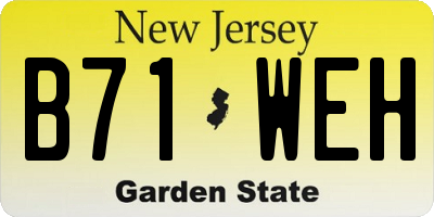 NJ license plate B71WEH