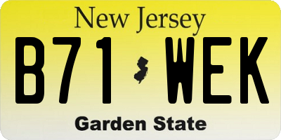 NJ license plate B71WEK
