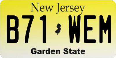 NJ license plate B71WEM