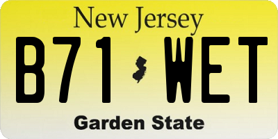 NJ license plate B71WET