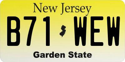 NJ license plate B71WEW