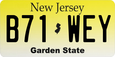 NJ license plate B71WEY