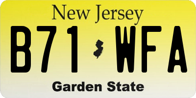 NJ license plate B71WFA