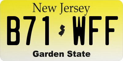 NJ license plate B71WFF