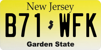 NJ license plate B71WFK