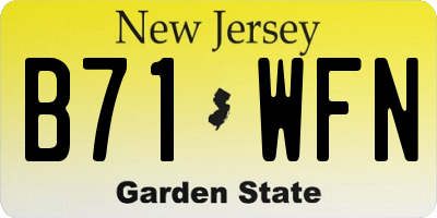NJ license plate B71WFN