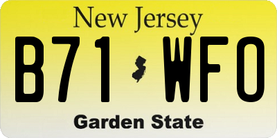 NJ license plate B71WFO