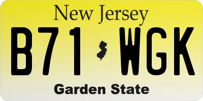 NJ license plate B71WGK