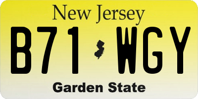 NJ license plate B71WGY