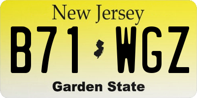NJ license plate B71WGZ