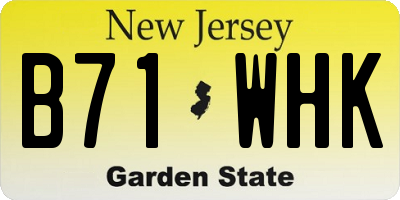 NJ license plate B71WHK