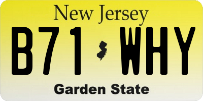 NJ license plate B71WHY
