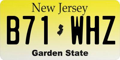 NJ license plate B71WHZ
