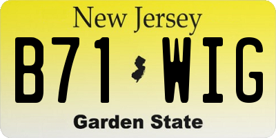 NJ license plate B71WIG