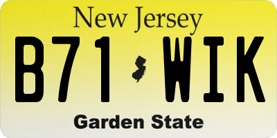 NJ license plate B71WIK