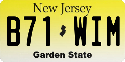 NJ license plate B71WIM