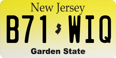 NJ license plate B71WIQ