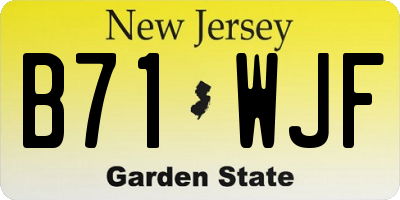 NJ license plate B71WJF