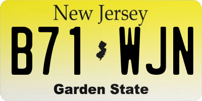 NJ license plate B71WJN