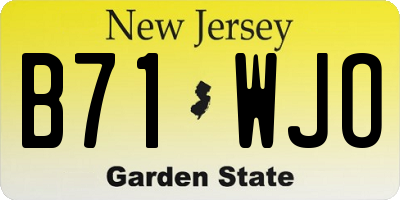 NJ license plate B71WJO