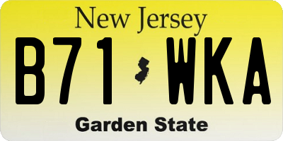 NJ license plate B71WKA