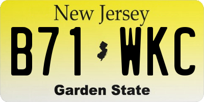 NJ license plate B71WKC