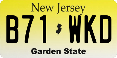 NJ license plate B71WKD