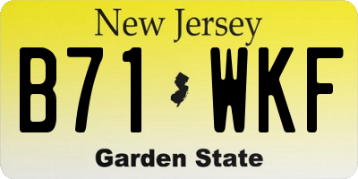 NJ license plate B71WKF