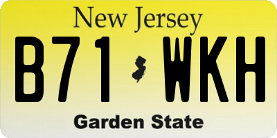 NJ license plate B71WKH