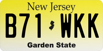 NJ license plate B71WKK
