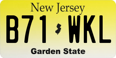 NJ license plate B71WKL