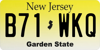 NJ license plate B71WKQ
